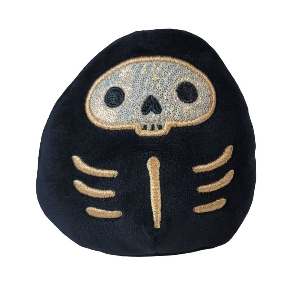 Squishmallows Skeleton Mini Plush Black 4.5" Halloween Stix Bones Gold Embroider